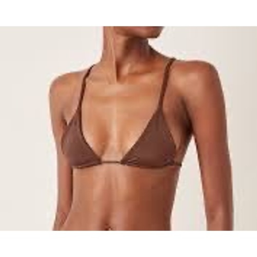 Aexae‎ Brown Tyra Tie Neck Triangle Bikini Top Recycled Polyester Medium NEW